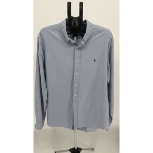 Ralph Lauren Mens XXL Blue Custom Fit Button Up Long Sleeve Shirt Oxford